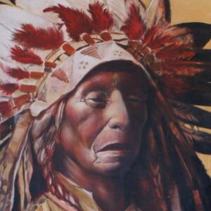 Chef Sioux Lakota, huile sur toile